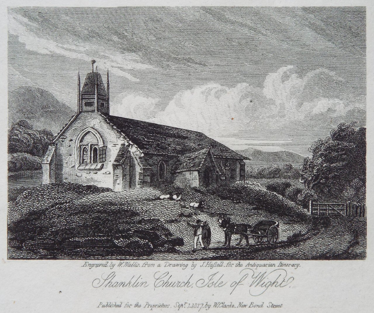 Print - Shanklin Church, Isle of Wight. - Wallis